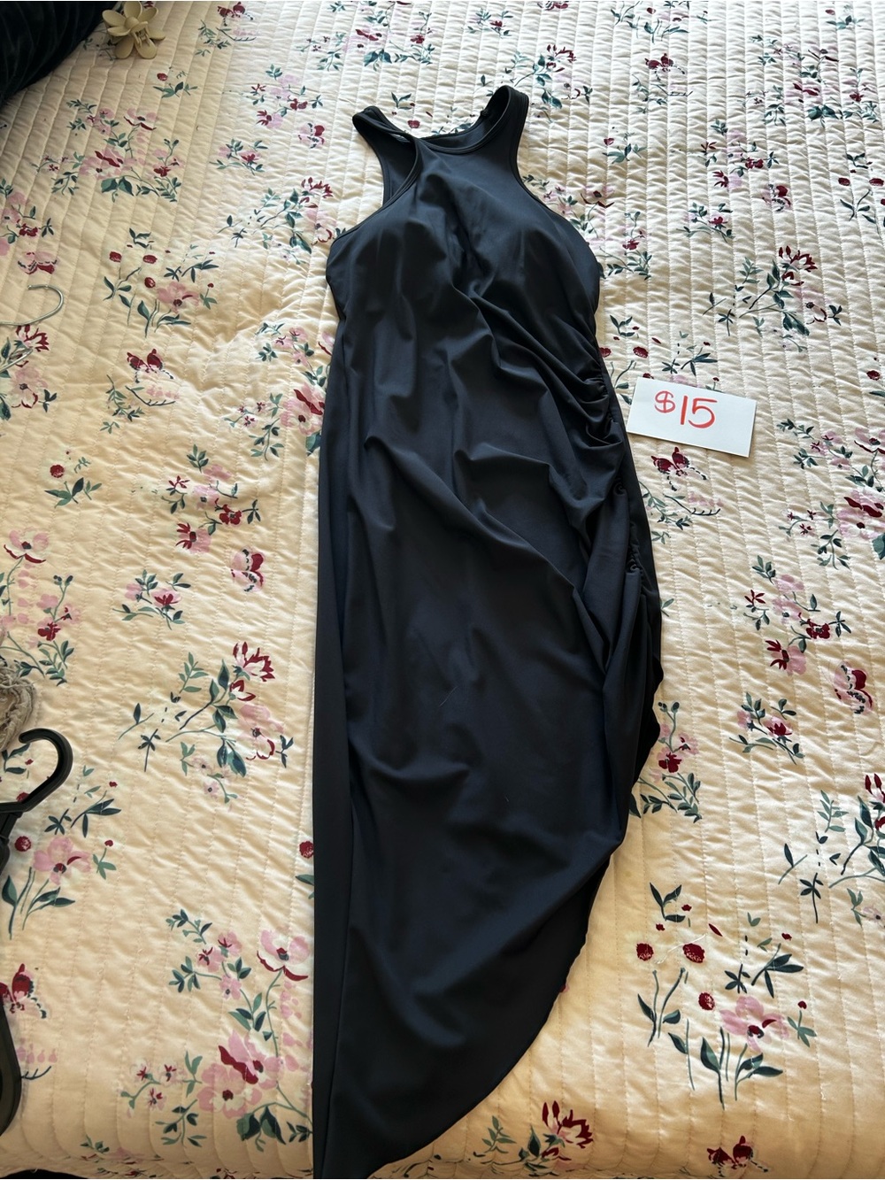 Sleek Black Racerback Maxi Dress - Elegant Evening Style